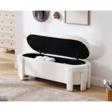 Kmax Modern Faux Fur Storage Ottoman Bench for Any Space