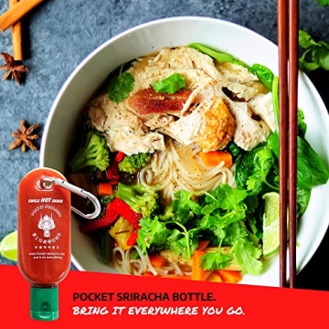 Pocket Sriracha Mini Sriracha Hot Sauce Bottle Keyring 1 PACK Bring Hot Sauce with you Everywhere - Great Chilli Sauce Gift (Shipped Empty)