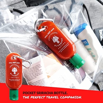 Pocket Sriracha Mini Sriracha Hot Sauce Bottle Keyring 1 PACK Bring Hot Sauce with you Everywhere - Great Chilli Sauce Gift (Shipped Empty)