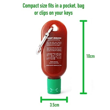 Pocket Sriracha Mini Sriracha Hot Sauce Bottle Keyring 1 PACK Bring Hot Sauce with you Everywhere - Great Chilli Sauce Gift (Shipped Empty)