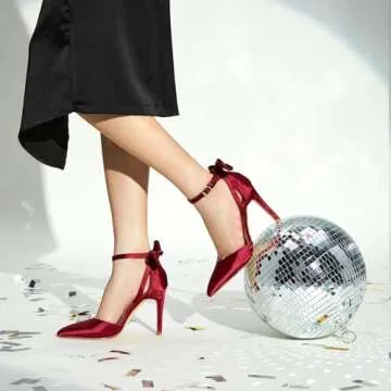 Trary Red Heels for Women Pumps Shoes Women Closed Pointed Toe Heels Sexy Stiletto High Heels with B...