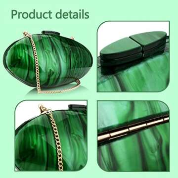 Gets Acrylic Purses and Handbags for Women Shell Shape Shoulder Crossbody Bag with Chain Elegant Clutch Purse for Wedding Banquet Evening Party (Green)