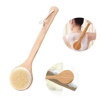 Ithyes Long Handled Natural Bristle Body Brush Exfoliates