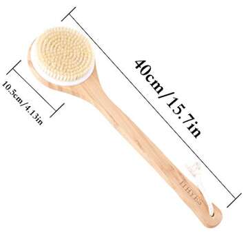 Ithyes Body Brush Dry Brushing Back Scrubber Shower Bath Brush Bamboo Wood Long Handle Natural Bristles exfoliating Massage Improve Blood Circulation Cellulite