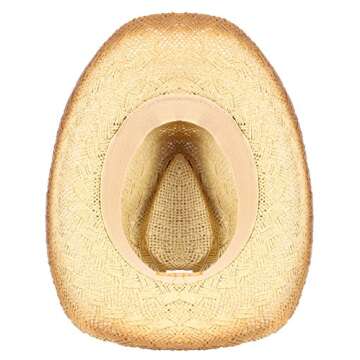 Classic Straw Cowboy Cowgirl Hat Western Outback Wide Brim - M