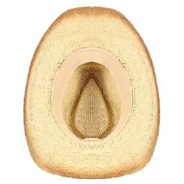 Classic Straw Cowboy Cowgirl Hat Western Outback Wide Brim - M