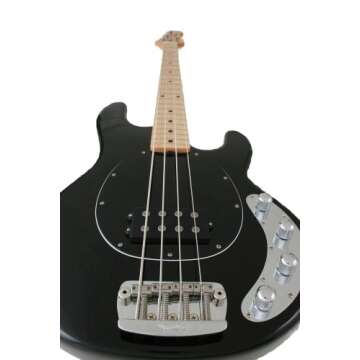 Ernie Ball Music Man Stingray 4 Bass, Black, Single Humbucker, Maple Board