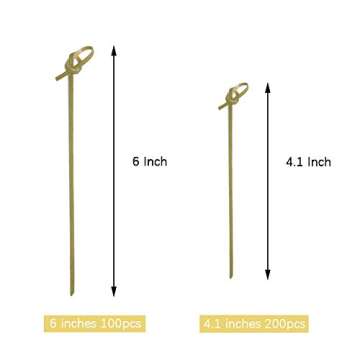 300pcs Natural Green Bamboo Cocktail Picks 4 and 6 inches Environmentally Friendly Degradable Skewers Appetizer Toothpicks for Fruit Sandwich Snacks and Cocktail Garnish