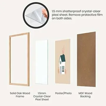 Opposite Wall - 11x14 in - Natural Solid Oak Wood Picture Frame - Lightweight, Versatile & Shatterproof - Wall Hanging Poster or Photo Frame - Wall Decor for Office, Gallery & Home