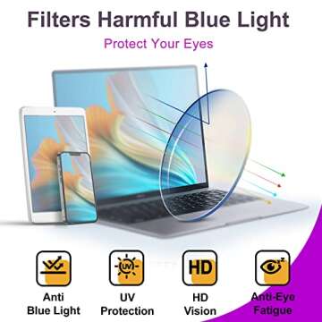 VISOONE Blue Light Blocking Glasses Square with Anti Computer Glare for Gaming Women and Men MONTANA