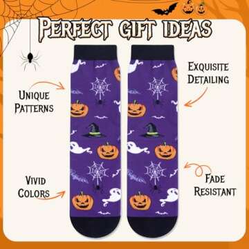 Zmart Crazy Silly Fun Socks for Women Men Teens, Halloween Socks Pumpkin Horror Gifts for Women Men, Pumpkin Halloween Spooky Socks