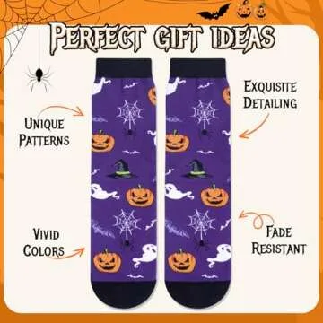 Zmart Crazy Silly Fun Socks for Women Men Teens, Halloween Socks Pumpkin Horror Gifts for Women Men, Pumpkin Halloween Spooky Socks