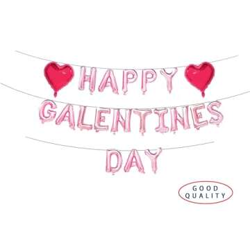 Happy Galentine's Day Decorations - Rose Gold & Heart Balloons