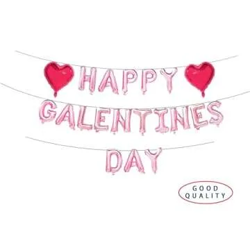 Happy Galentine's Day Decorations - Rose Gold & Heart Balloons