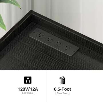 Rolanstar File Cabinet with Charging Station, Mobile Lateral Filing Cabinet with Locking Drawer, Printer Stand with Open Storage Shelf with Wheels, for Letter/Legal/A4 Size Files,Black