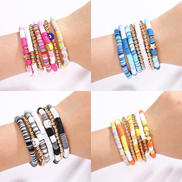 Chic 28-30 Pcs Heishi Surfer Bracelets Set for Summer Style