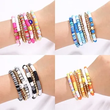 Chic 28-30 Pcs Heishi Surfer Bracelets Set for Summer Style