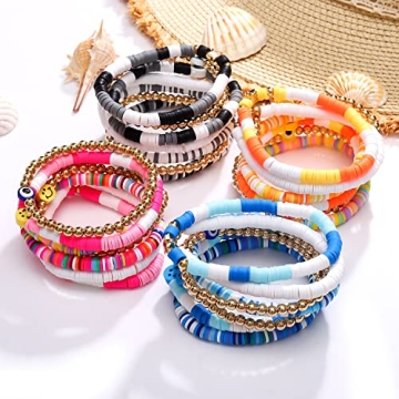 Chic 28-30 Pcs Heishi Surfer Bracelets Set for Summer Style