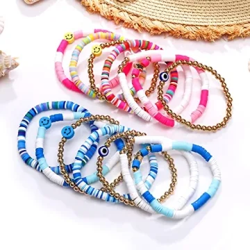Chic 28-30 Pcs Heishi Surfer Bracelets Set for Summer Style