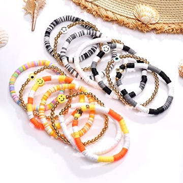 Chic 28-30 Pcs Heishi Surfer Bracelets Set for Summer Style