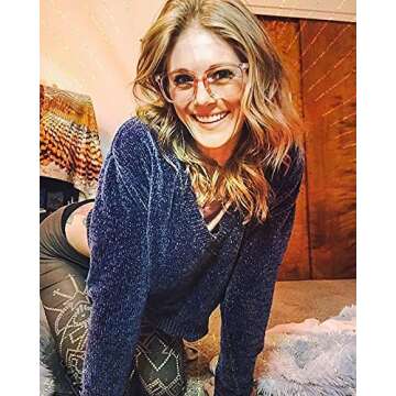 Cyxus Pink Red Computer Blue Light Blocking Glasses for Women - Stylish Eye Protection