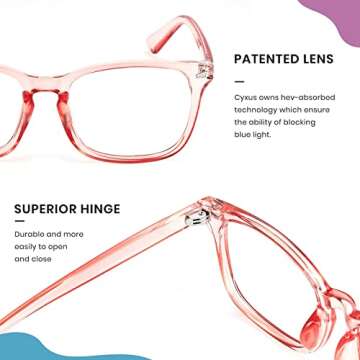 Cyxus Stylish Pink Red Blue Light Blocking Glasses for Women