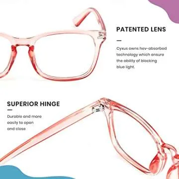Cyxus Stylish Pink Red Blue Light Blocking Glasses for Women