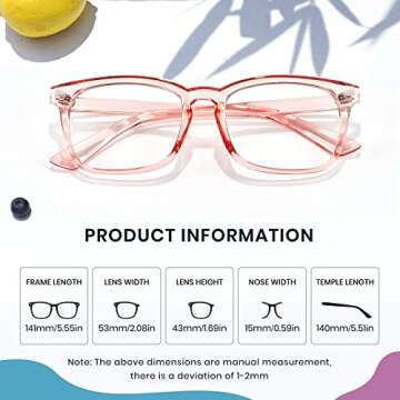 Cyxus Stylish Pink Red Blue Light Blocking Glasses for Women
