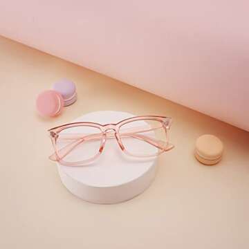 Cyxus Stylish Pink Red Blue Light Blocking Glasses for Women