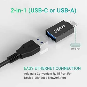 USB 3.0 Hub Ethernet with USB C Adapter, 3 Port USB 3.0 Splitter Gigabit Ethernet Hub + USB C HUB Network RJ45 1000Mbps USB Extender