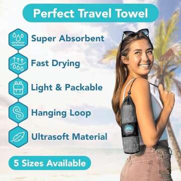 Youphoria Microfiber Travel Towel Fast Drying Lightweight - Quick Dry Towel for Camping, Beach, Back...