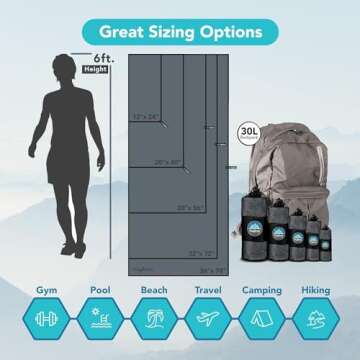 Youphoria Microfiber Travel Towel Fast Drying Lightweight - Quick Dry Towel for Camping, Beach, Backpacking, Hiking, & Sport