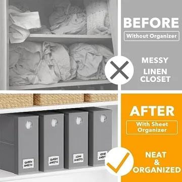 SpaceAid Foldable Bed Sheet Organizers for Linen Closet