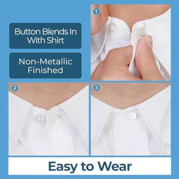 Comfy Clothiers 3-Pack Collar Extenders - Soft and Elastic Design for Men and Women - Magic Extension for All Shirt Types - Dress Shirt Neck Extenders with White Buttons - Comfy Value Style