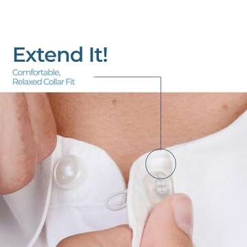 Comfy Clothiers 3-Pack Collar Extenders - Soft and Elastic Design for Men and Women - Magic Extension for All Shirt Types - Dress Shirt Neck Extenders with White Buttons - Comfy Value Style