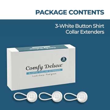 Comfy Clothiers 3-Pack Collar Extenders - Soft and Elastic Design for Men and Women - Magic Extension for All Shirt Types - Dress Shirt Neck Extenders with White Buttons - Comfy Value Style