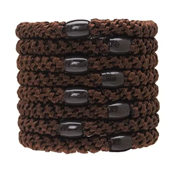 L. Erickson U.S.A. Hair Ties, Coffee Brown, 8 Count - Grab & Go Ponytail Holders - No Damage Hair Ba...