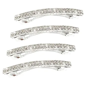 Elegant Rhinestone Hair Clips - 4 Pc Set for Women and Girls