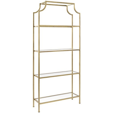 Crosley Furniture Aimee Bookshelf with Glass Shelves, Bookcase Storage, Gold and Glass