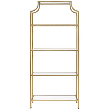 Crosley Furniture Aimee Bookshelf with Glass Shelves, Bookcase Storage, Gold and Glass