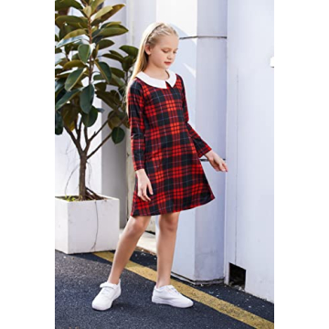 Arshiner Girls' Vintage Dress with Peter Pan Collar