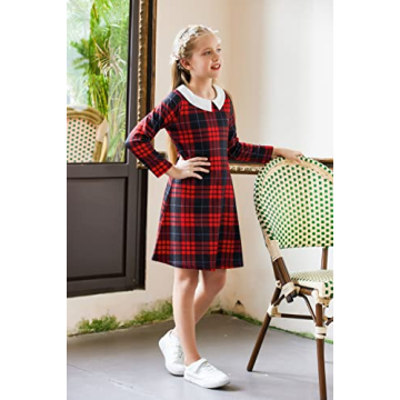 Arshiner Girls' Vintage Dress with Peter Pan Collar