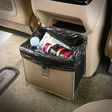 KMMOTORS Foldable Car Trash Can Vegan Leather Oxford Cloth