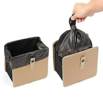KMMOTORS Foldable Car Trash Can Vegan Leather Oxford Cloth