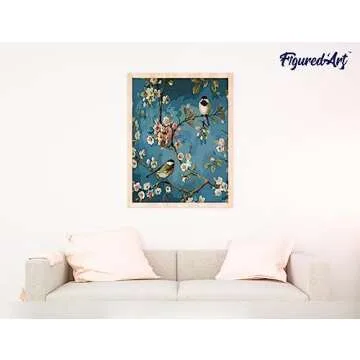 Figured'Art Paint by Numbers Kit for Adults - Flowers & Birds