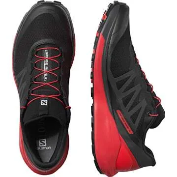 Salomon Men's Sense Ride 4 Running Shoes for Men, Black/Goji Berry/Phantom, 7
