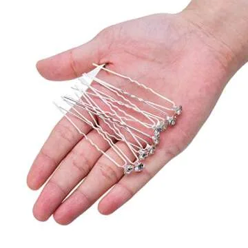 EBOOT 40 Pack Rhinestone Hair Bins Bridal Wedding Crystal Clips Accessories Decorative for Women and Girls