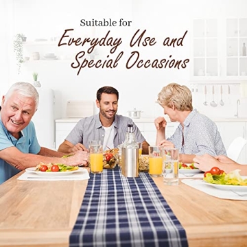 Yourtablecloth Plaid Checkered Table Runner - Washable Indoors or Outdoors Black and White 14 x 108