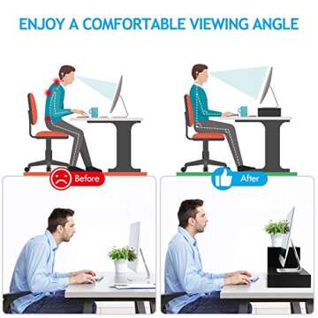LORYERGO Monitor Stand - Monitor Stand Riser with 2 Tier Shelf, Desktop Organizer, Computer Monitor Stand for Screen, Laptop, Printer, Bookshelf for Home & Office