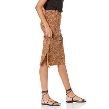 Amazon Essentials Women's Pull-On Knit Midi Skirt (Available in Plus Size), Dark Camel Leopard, Medium